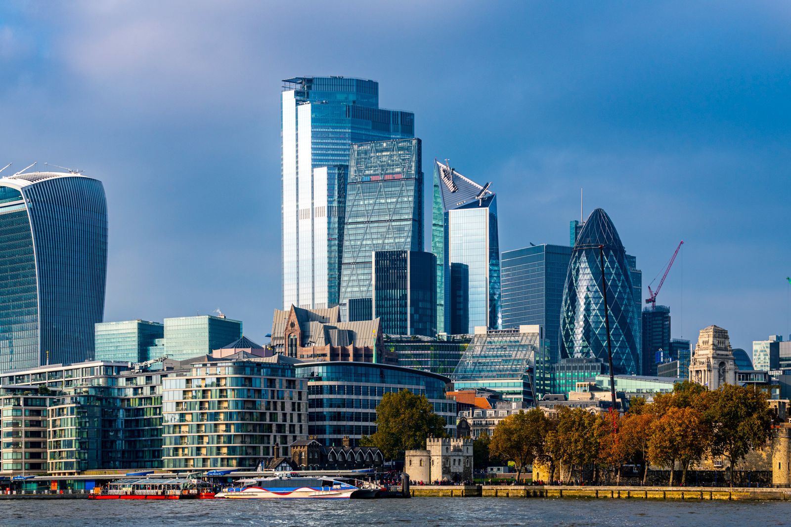 The City of London skyline seen across the River Thames.